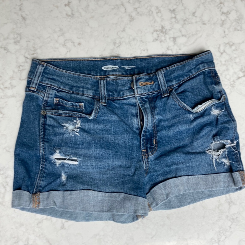 Mid rise denim short